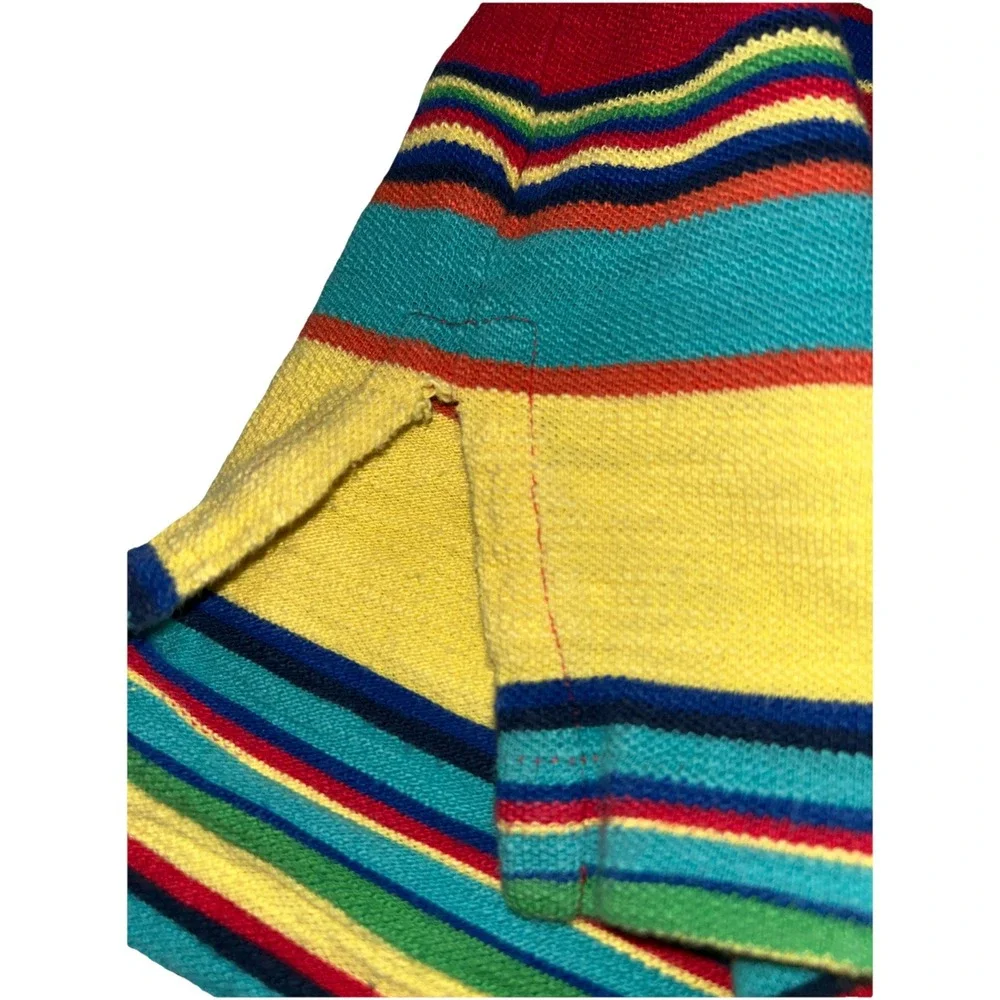 VTG 90's POLO Ralph‎ Lauren Sz LargeColor Block Vibrant Knit Polo Shirt w/ Logo